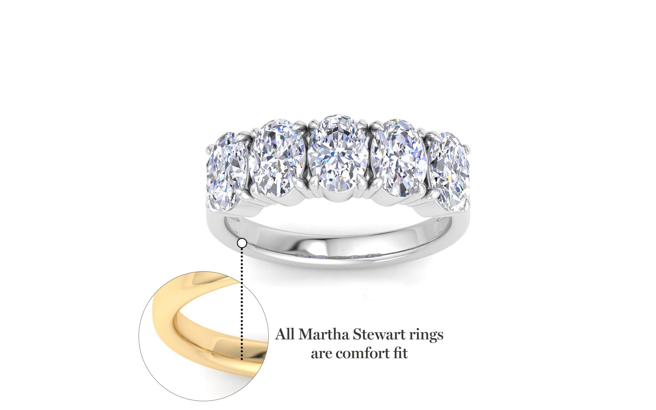 Lab Created 3 Carat Oval Shape Lab Grown Diamond Five Stone Engagement Ring Available in 14K White and Yellow Gold