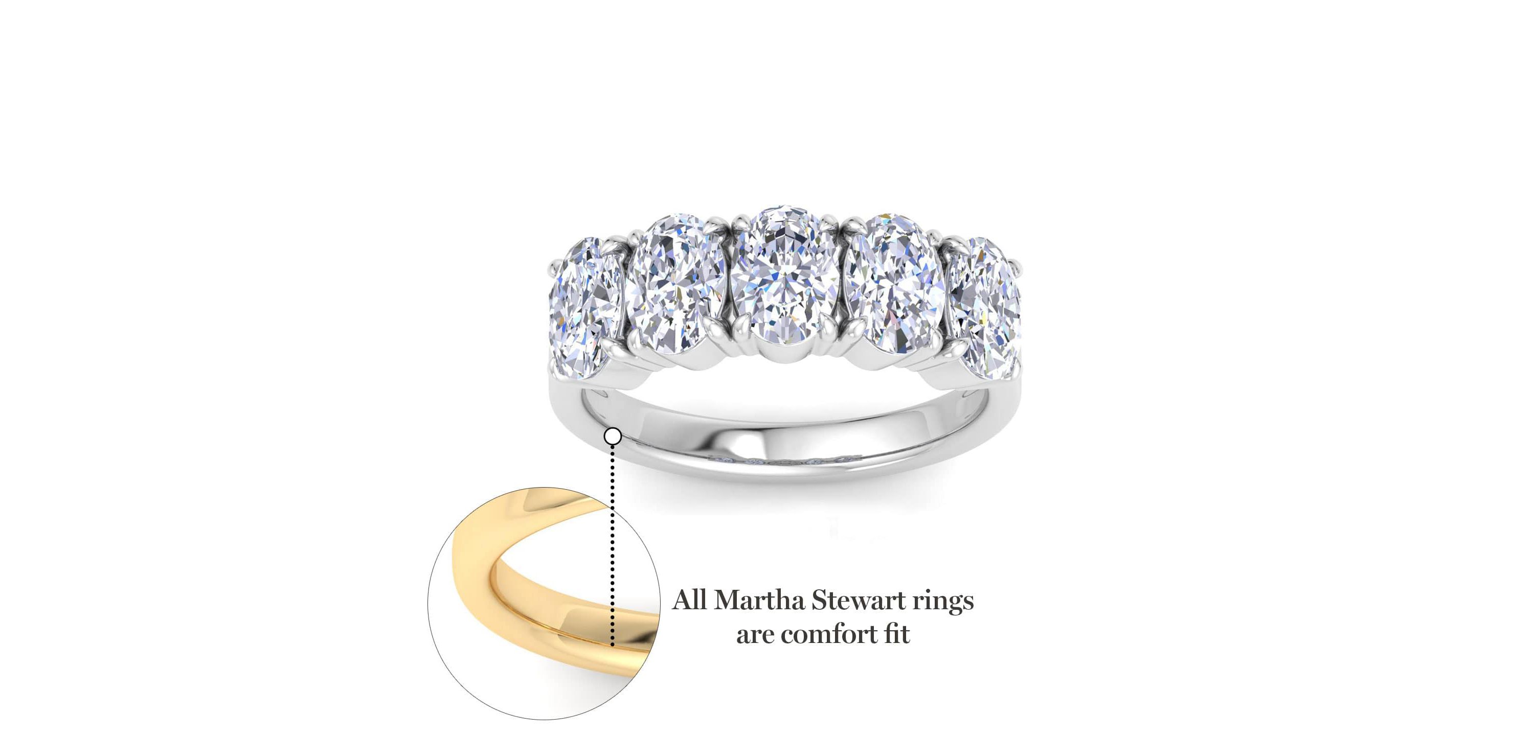 Lab Created 3 Carat Oval Shape Lab Grown Diamond Five Stone Engagement Ring Available in 14K White and Yellow Gold