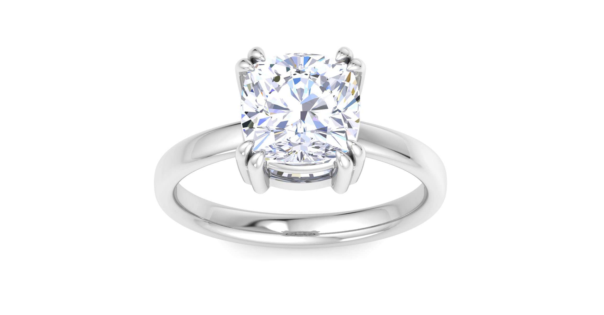 Lab Created 3 Carat Cushion Cut Lab Grown Diamond Solitaire Engagement Ring Available in 14K White and Yellow Gold
