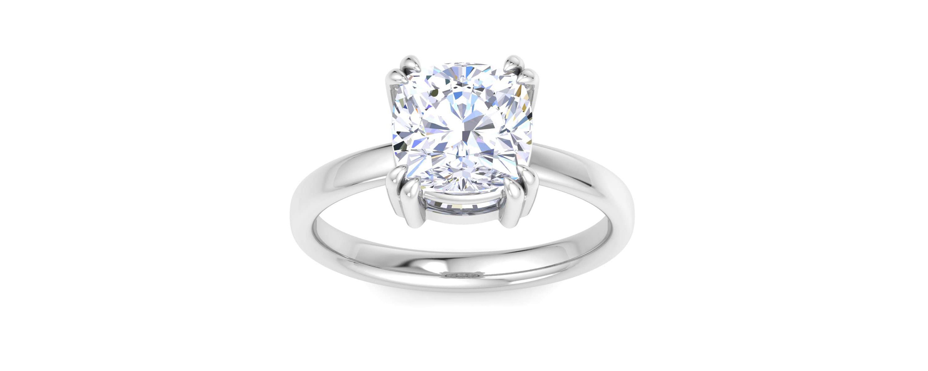 Lab Created 3 Carat Cushion Cut Lab Grown Diamond Solitaire Engagement Ring Available in 14K White and Yellow Gold