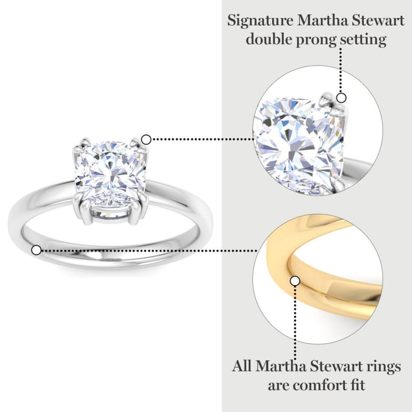 Lab Created 3 Carat Cushion Cut Lab Grown Diamond Solitaire Engagement Ring Available in 14K White and Yellow Gold