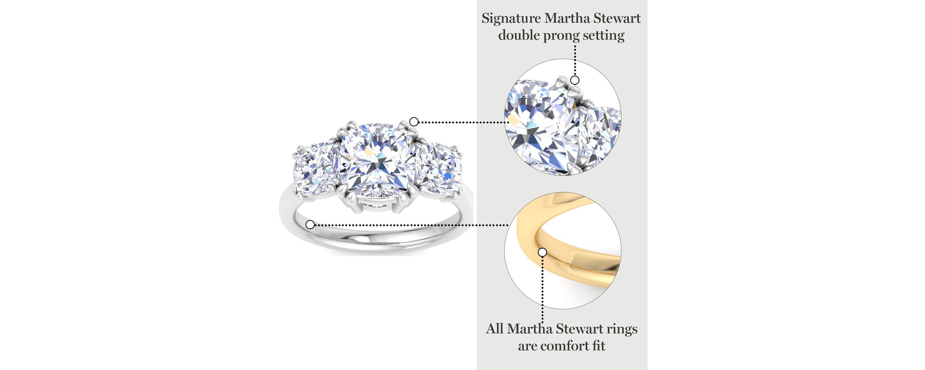Lab Created 5 Carat Cushion Cut Lab Grown Diamond Three Stone Engagement Ring Available in 14K White and Yellow Gold