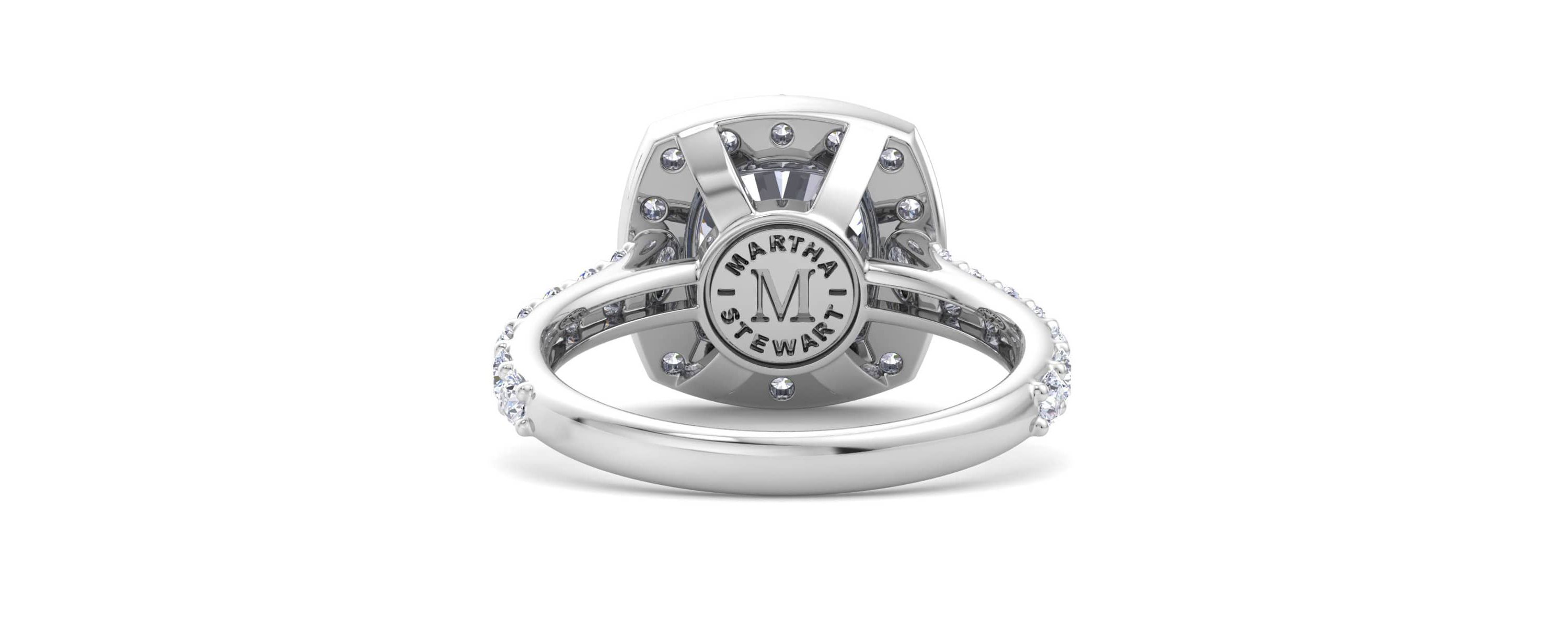 Lab Created 4 Carat Cushion Cut Lab Grown Diamond Halo Engagement Ring Available in 14K White and Yellow Gold