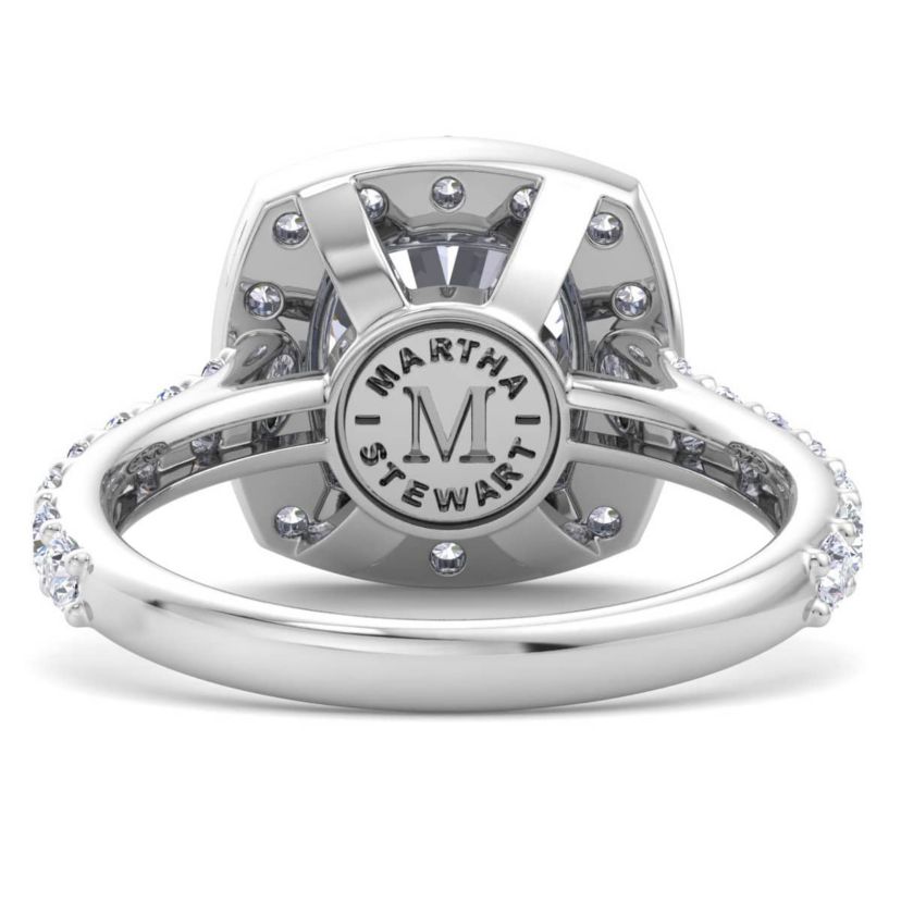 Lab Created 4 Carat Cushion Cut Lab Grown Diamond Halo Engagement Ring Available in 14K White and Yellow Gold