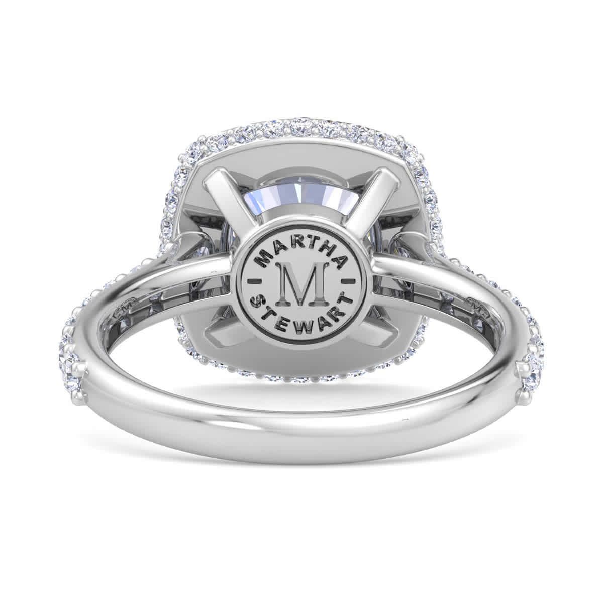 Lab Created 4 Carat Cushion Cut Lab Grown Diamond Hidden Halo Engagement Ring Available in 14K White and Yellow Gold