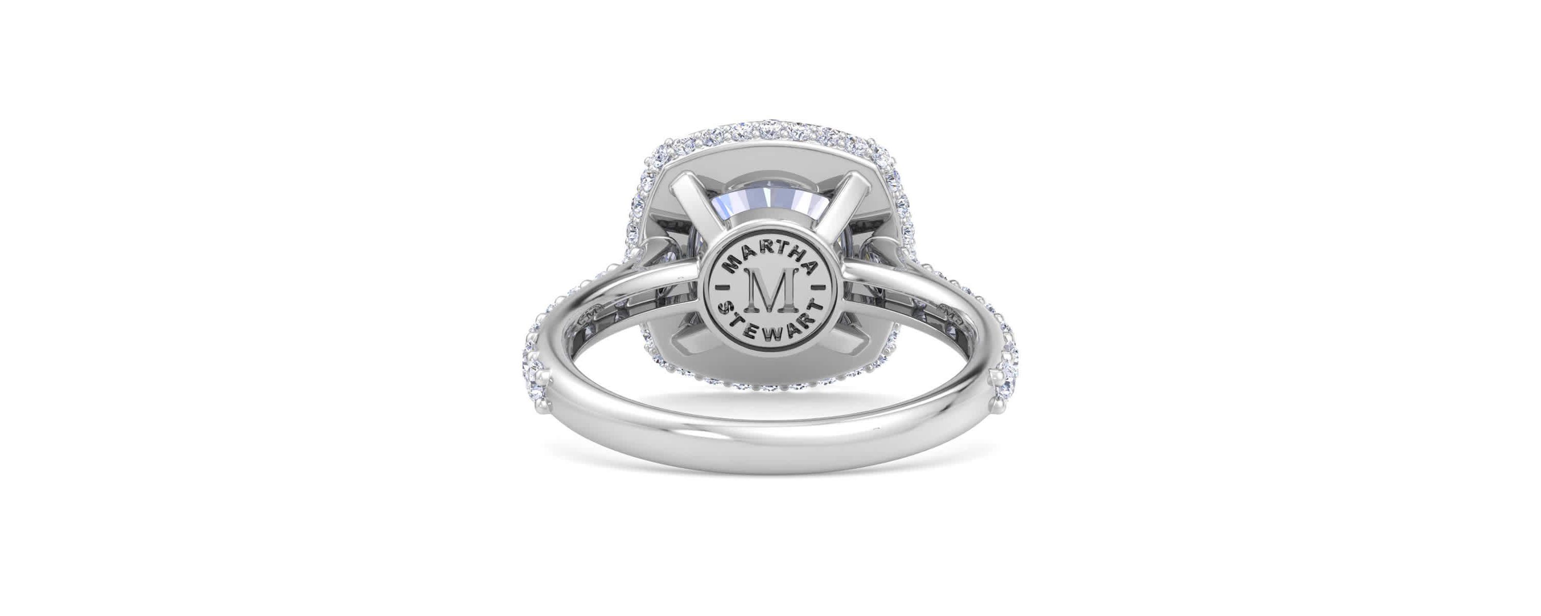 Lab Created 4 Carat Cushion Cut Lab Grown Diamond Hidden Halo Engagement Ring Available in 14K White and Yellow Gold