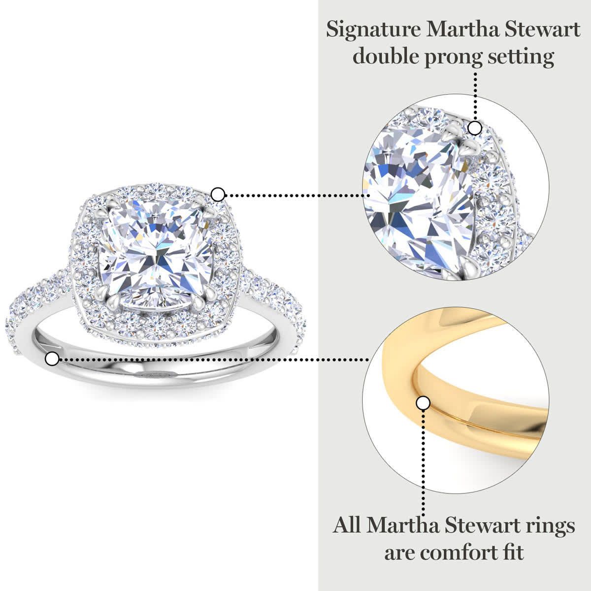 Lab Created 4 Carat Cushion Cut Lab Grown Diamond Hidden Halo Engagement Ring Available in 14K White and Yellow Gold