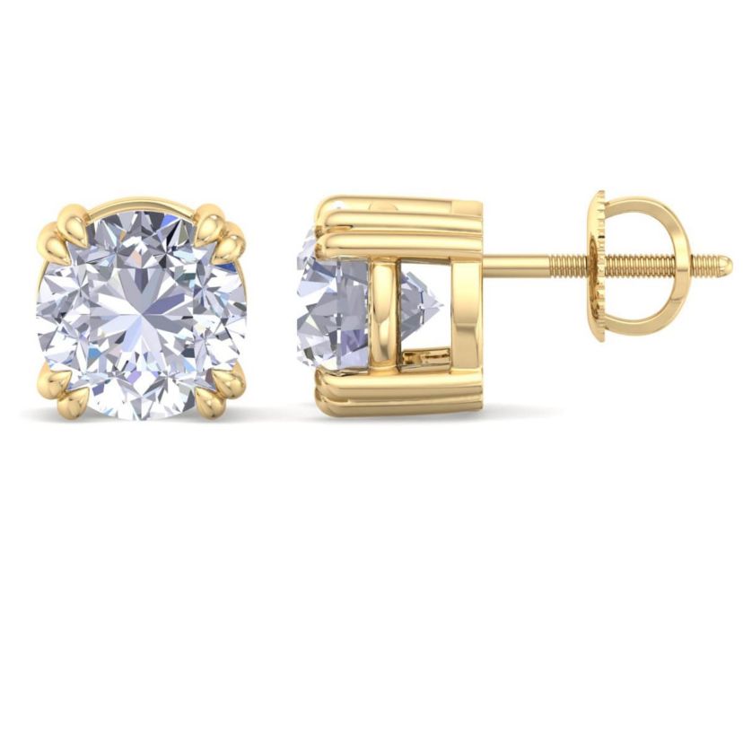 Lab Created 4 Carat Lab Grown Diamond Stud Earrings Available In 14 Karat White Or Yellow Gold