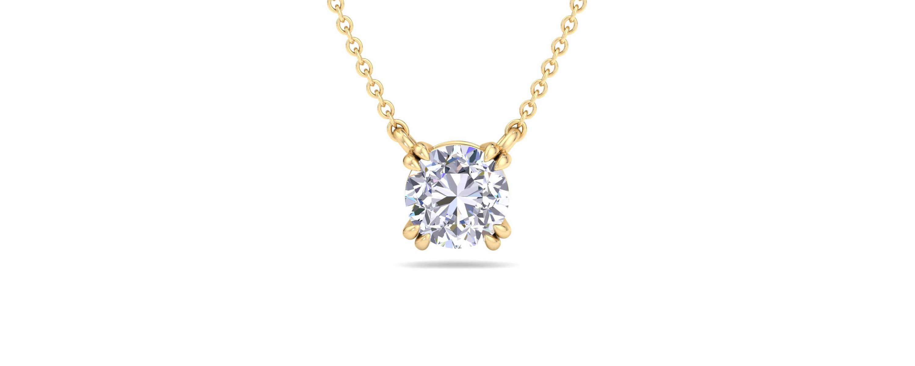 Lab Created 2 Carat Round Shape Lab Grown Diamond Solitaire Necklace Available In 14K White and Yellow Gold