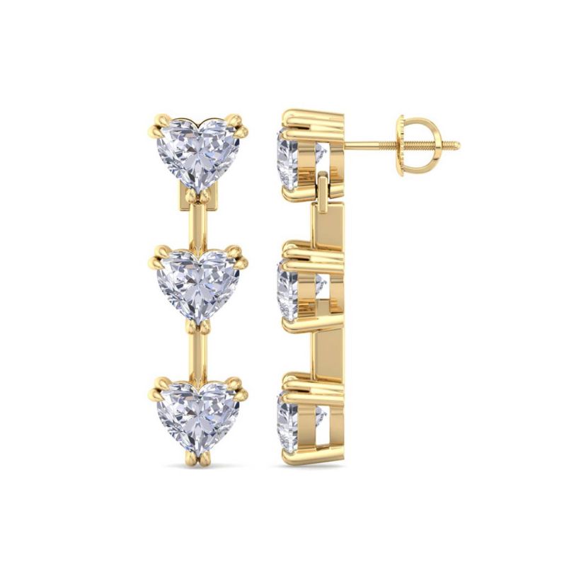 Lab Created 3 Carat Heart Shape Lab Grown Diamond Drop Earrings Available In 14 Karat White Or Yellow Gold