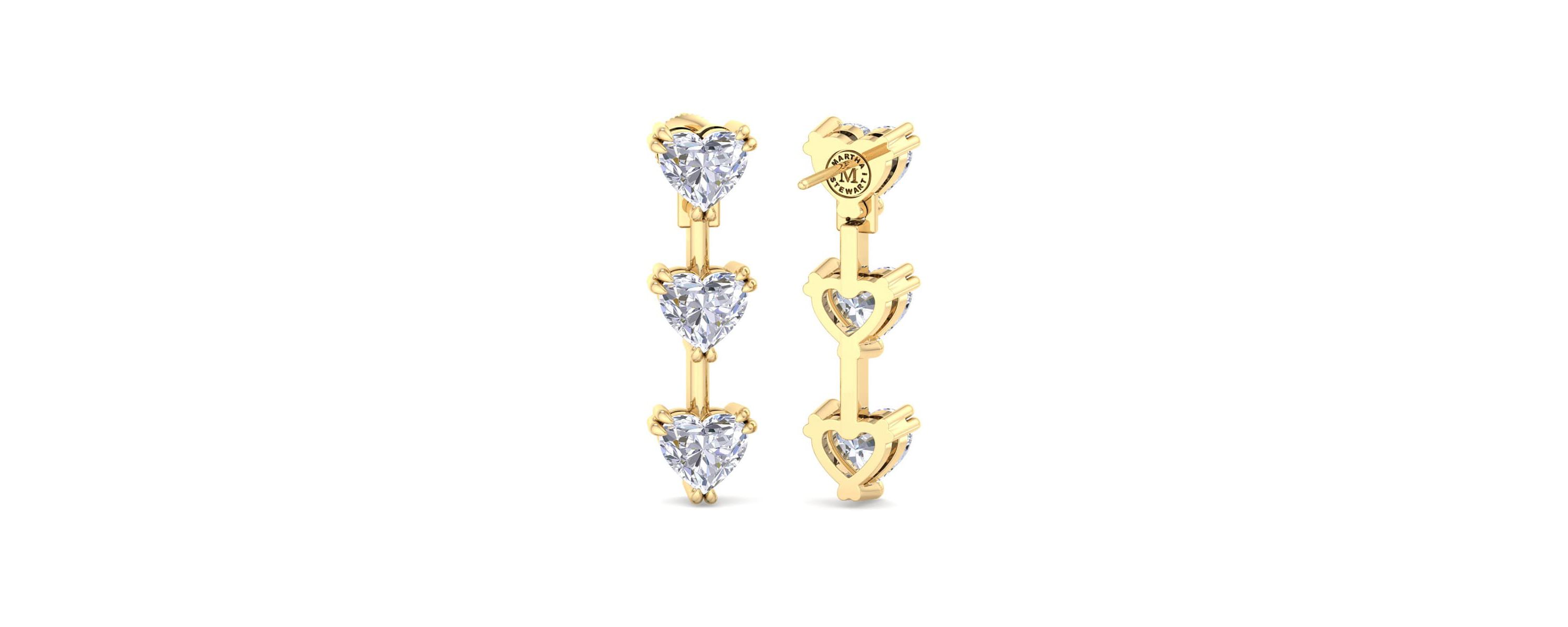 Lab Created 3 Carat Heart Shape Lab Grown Diamond Drop Earrings Available In 14 Karat White Or Yellow Gold