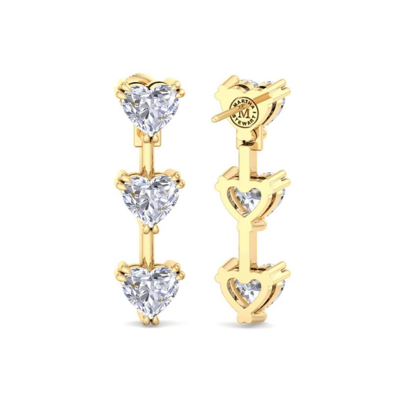 Lab Created 3 Carat Heart Shape Lab Grown Diamond Drop Earrings Available In 14 Karat White Or Yellow Gold