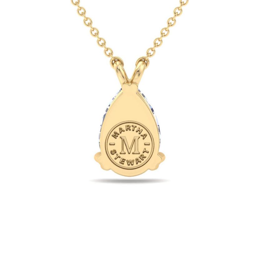 Lab Created 2 Carat Pear Shape Lab Grown Diamond Solitaire Necklace Available In 14K White and Yellow Gold
