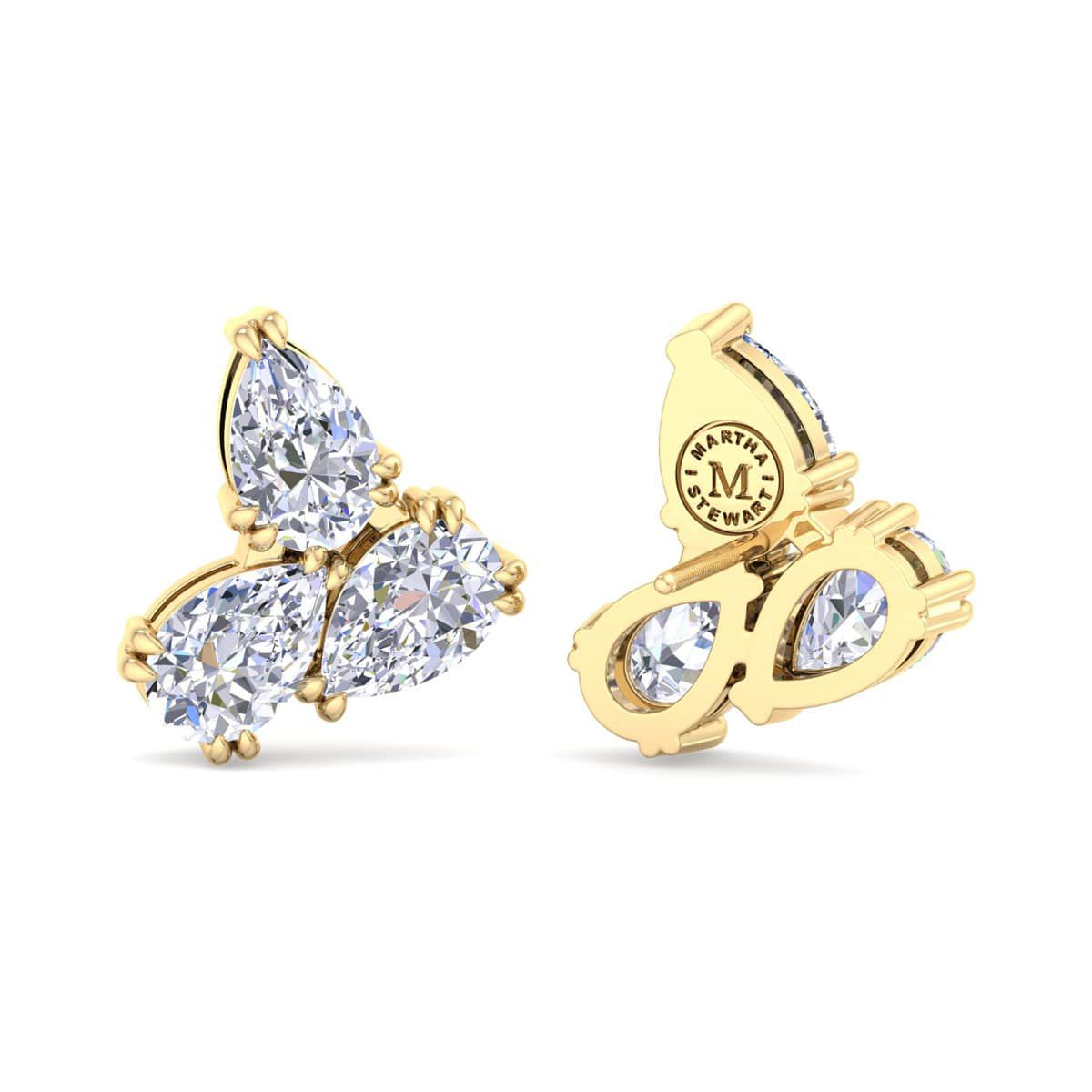 Lab Created 3 Carat Lab Grown Diamond Cluster Stud Earrings Available In 14 Karat White Or Yellow Gold, Pear