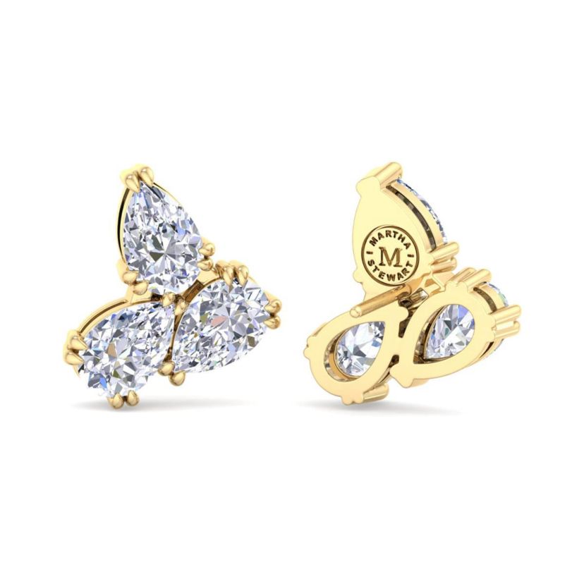 Lab Created 3 Carat Lab Grown Diamond Cluster Stud Earrings Available In 14 Karat White Or Yellow Gold, Pear