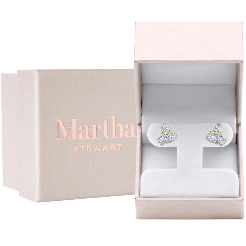 Lab Created 3 Carat Lab Grown Diamond Cluster Stud Earrings Available In 14 Karat White Or Yellow Gold, Pear