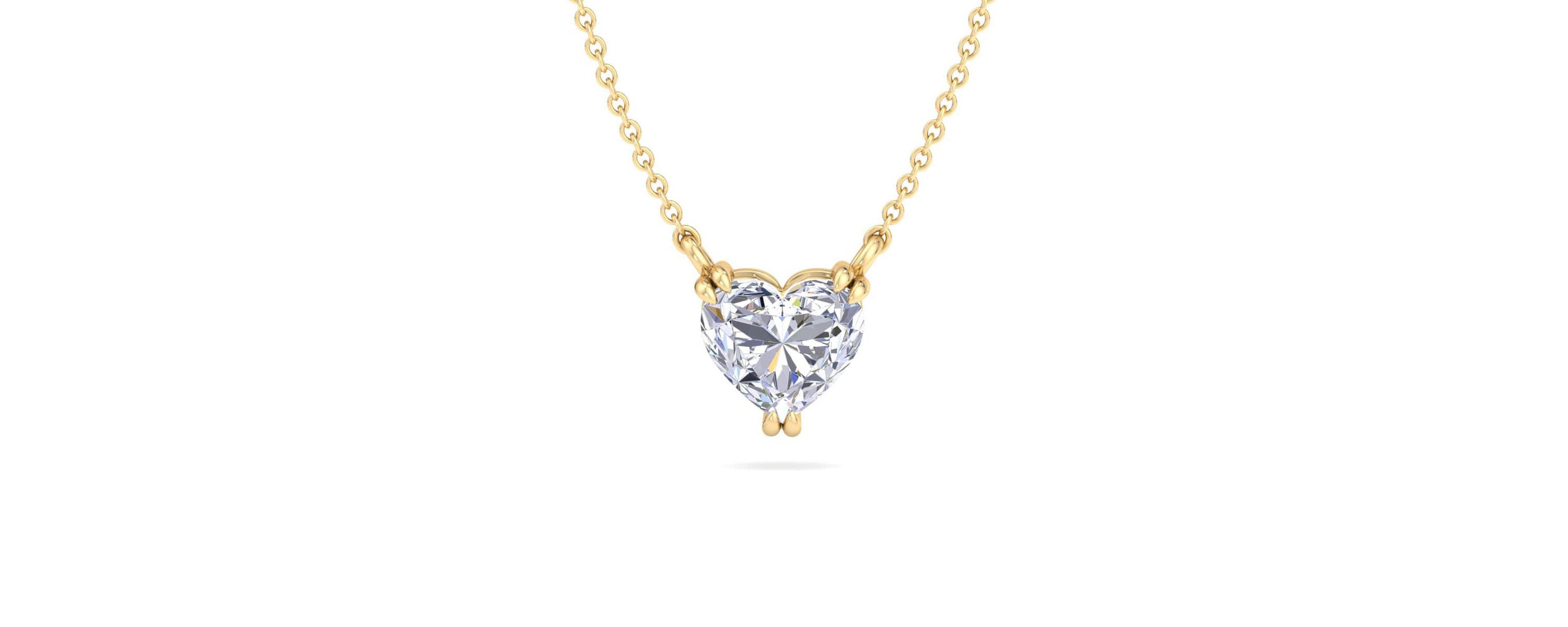 Lab Created 2 Carat Heart Shape Lab Grown Diamond Solitaire Necklace Available In 14K White and Yellow Gold
