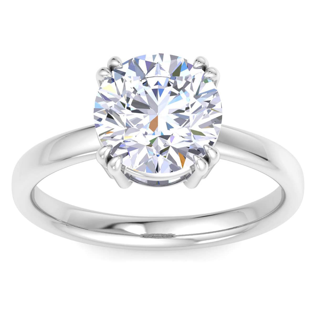 Lab Created 3 Carat Round Shape Lab Grown Diamond Solitaire Engagement Ring Available in 14K White and Yellow Gold