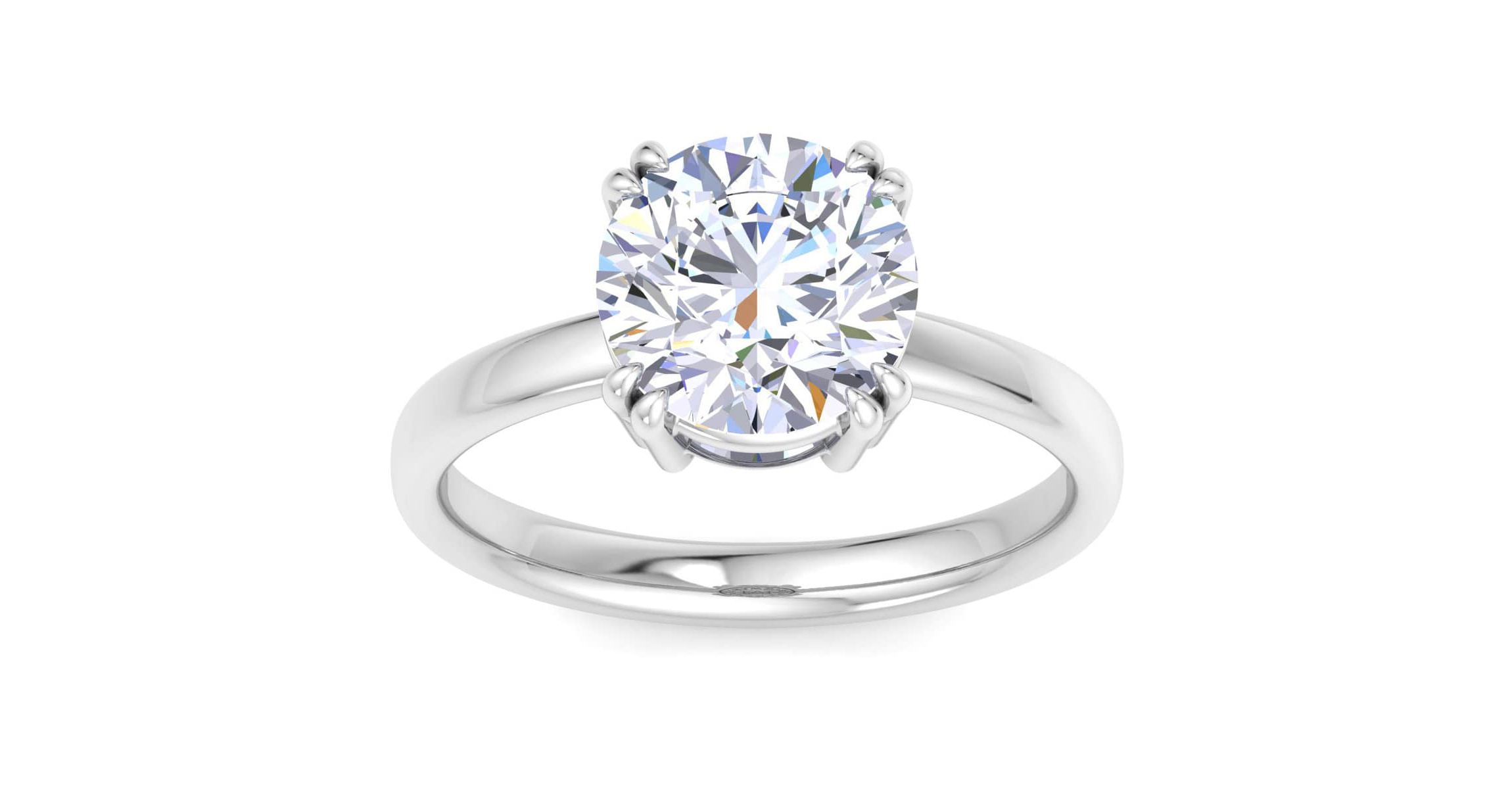 Lab Created 3 Carat Round Shape Lab Grown Diamond Solitaire Engagement Ring Available in 14K White and Yellow Gold