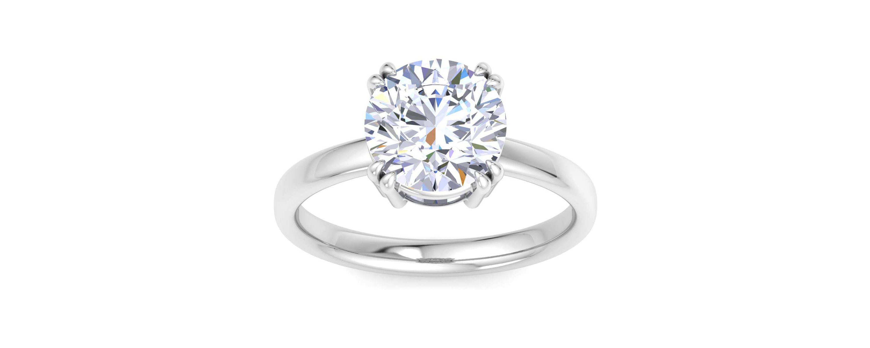 Lab Created 3 Carat Round Shape Lab Grown Diamond Solitaire Engagement Ring Available in 14K White and Yellow Gold