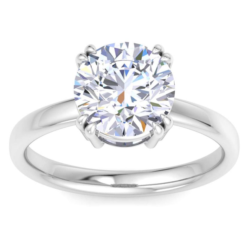 Lab Created 3 Carat Round Shape Lab Grown Diamond Solitaire Engagement Ring Available in 14K White and Yellow Gold