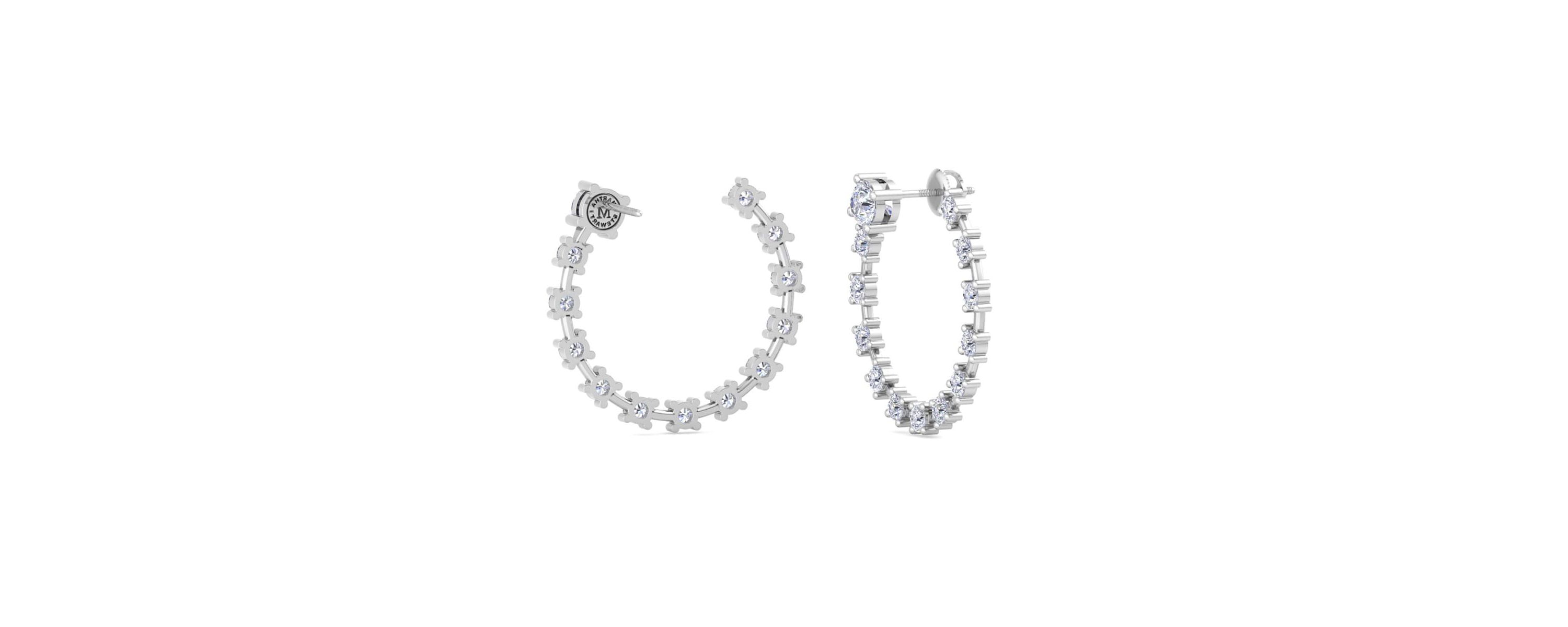 Lab Created 3 Carat Lab Grown Diamond Hoop Earrings Available In 14 Karat White Or Yellow Gold