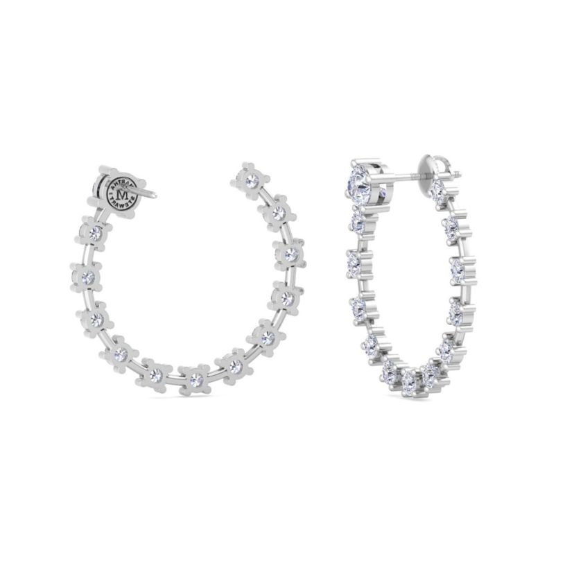 Lab Created 3 Carat Lab Grown Diamond Hoop Earrings Available In 14 Karat White Or Yellow Gold