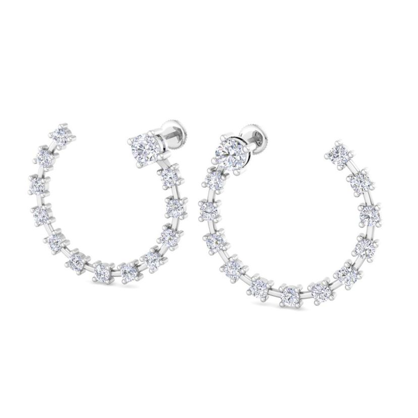 Lab Created 3 Carat Lab Grown Diamond Hoop Earrings Available In 14 Karat White Or Yellow Gold