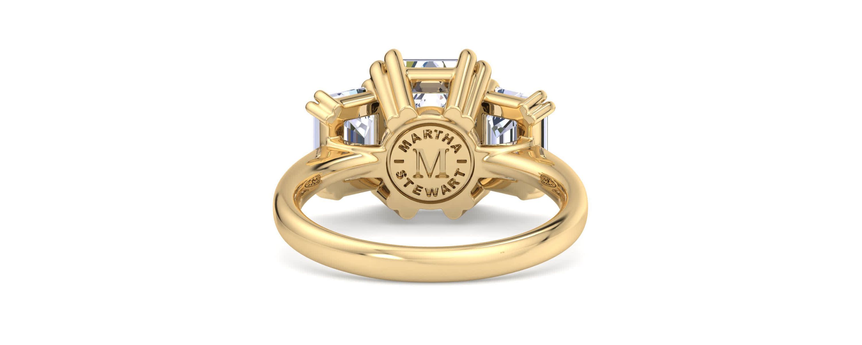 Lab Created 5 Carat Emerald Cut Lab Grown Diamond Three Stone Engagement Ring Available in 14K White and Yellow Gold