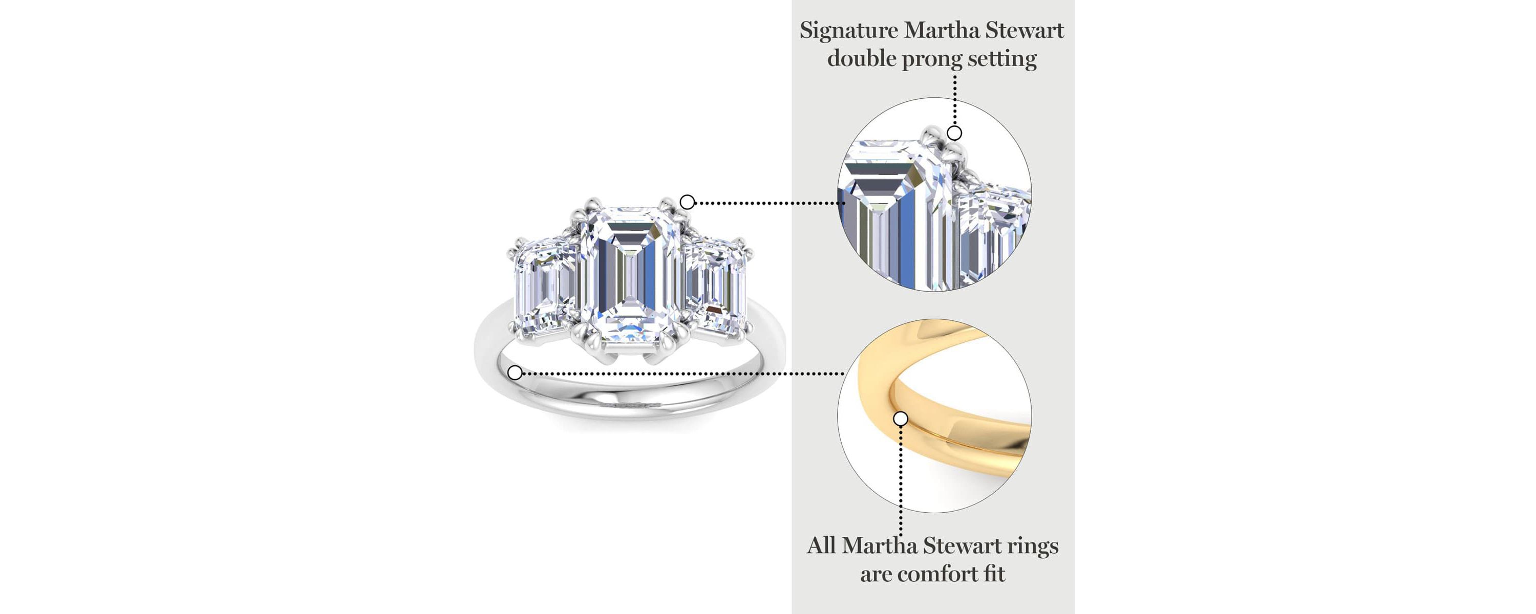 Lab Created 5 Carat Emerald Cut Lab Grown Diamond Three Stone Engagement Ring Available in 14K White and Yellow Gold