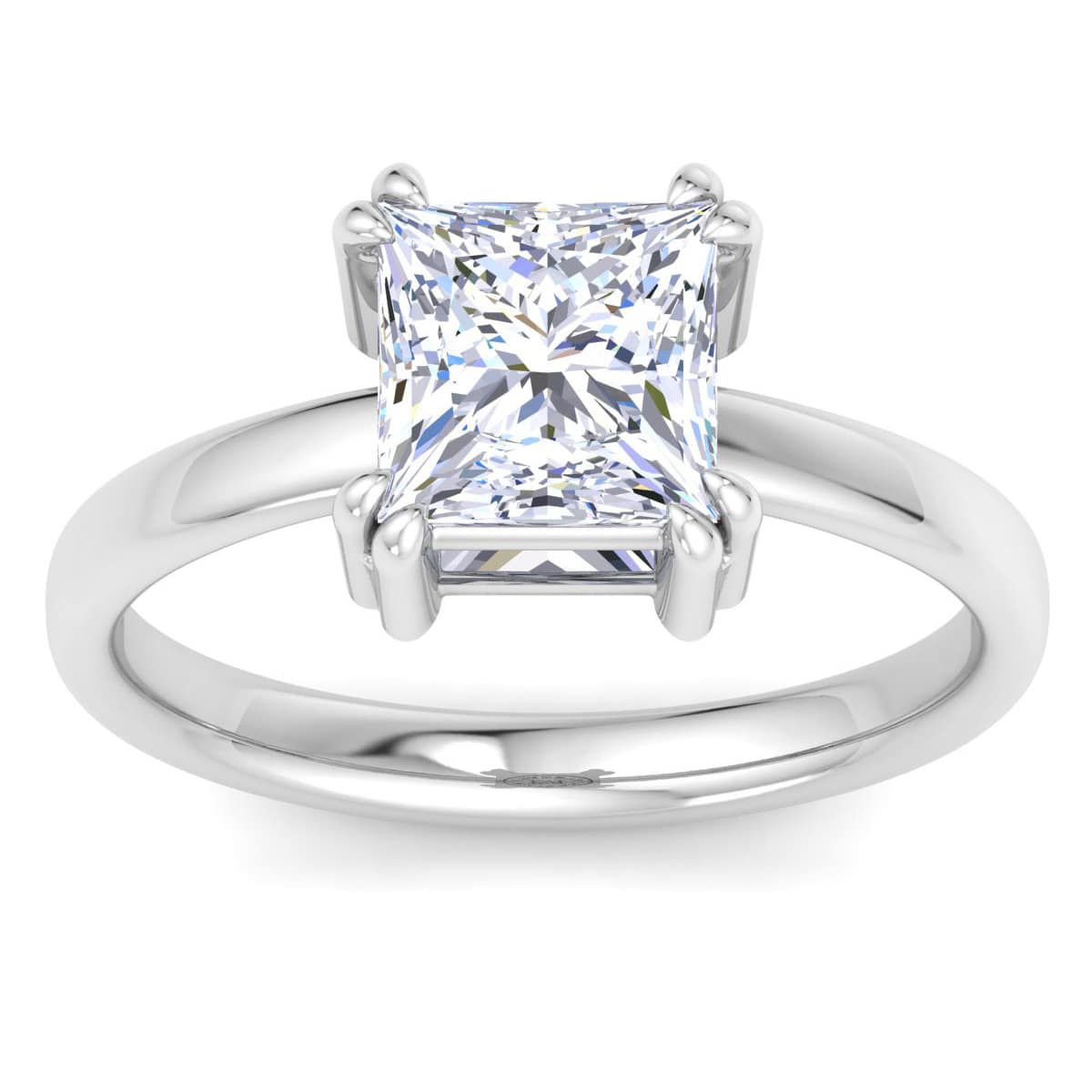 Lab Created 2 Carat Princess Cut Lab Grown Diamond Solitaire Engagement Ring Available in 14K White and Yellow Gold