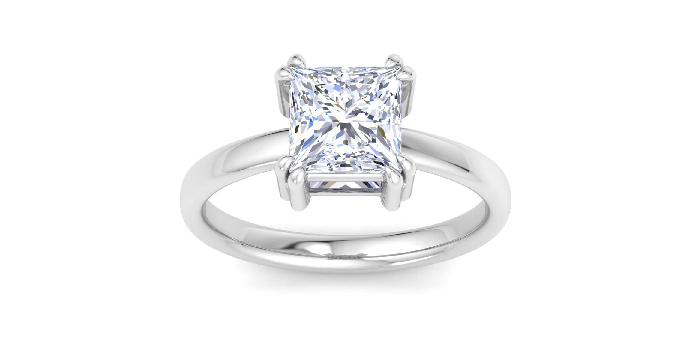 Lab Created 2 Carat Princess Cut Lab Grown Diamond Solitaire Engagement Ring Available in 14K White and Yellow Gold