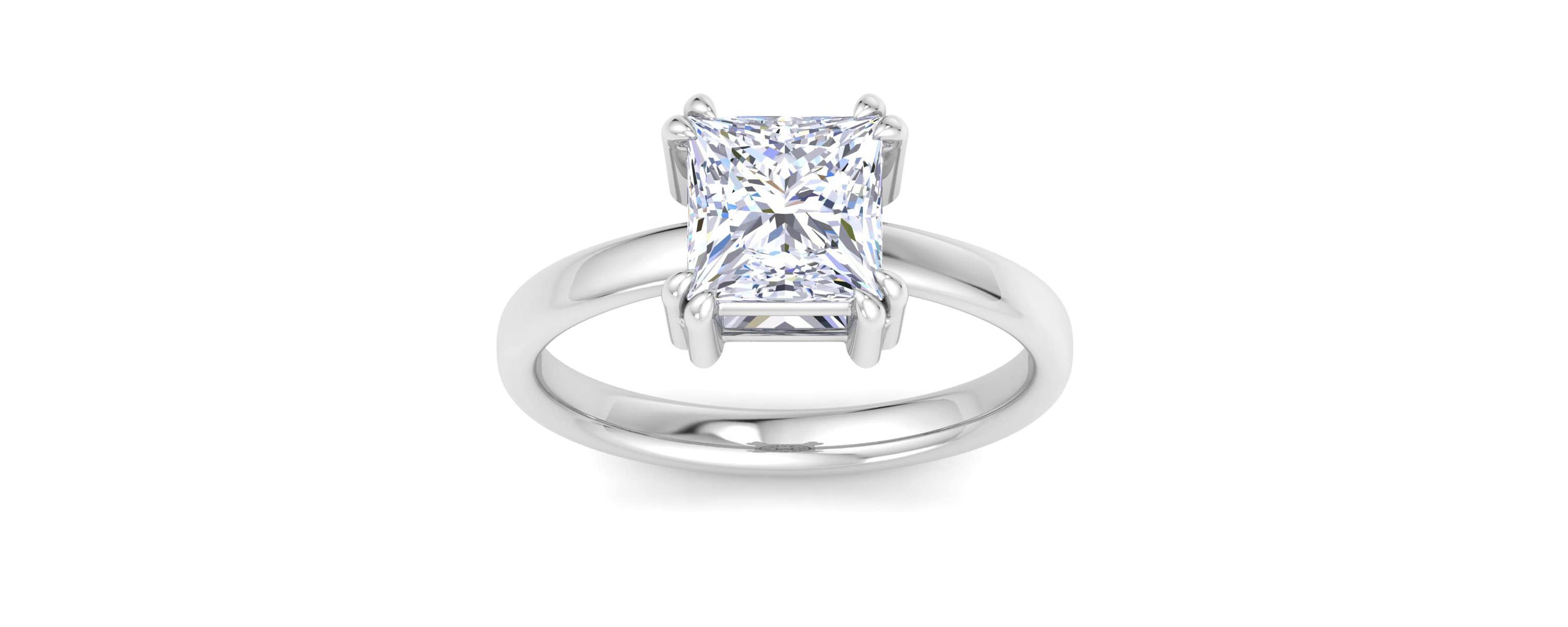 Lab Created 2 Carat Princess Cut Lab Grown Diamond Solitaire Engagement Ring Available in 14K White and Yellow Gold