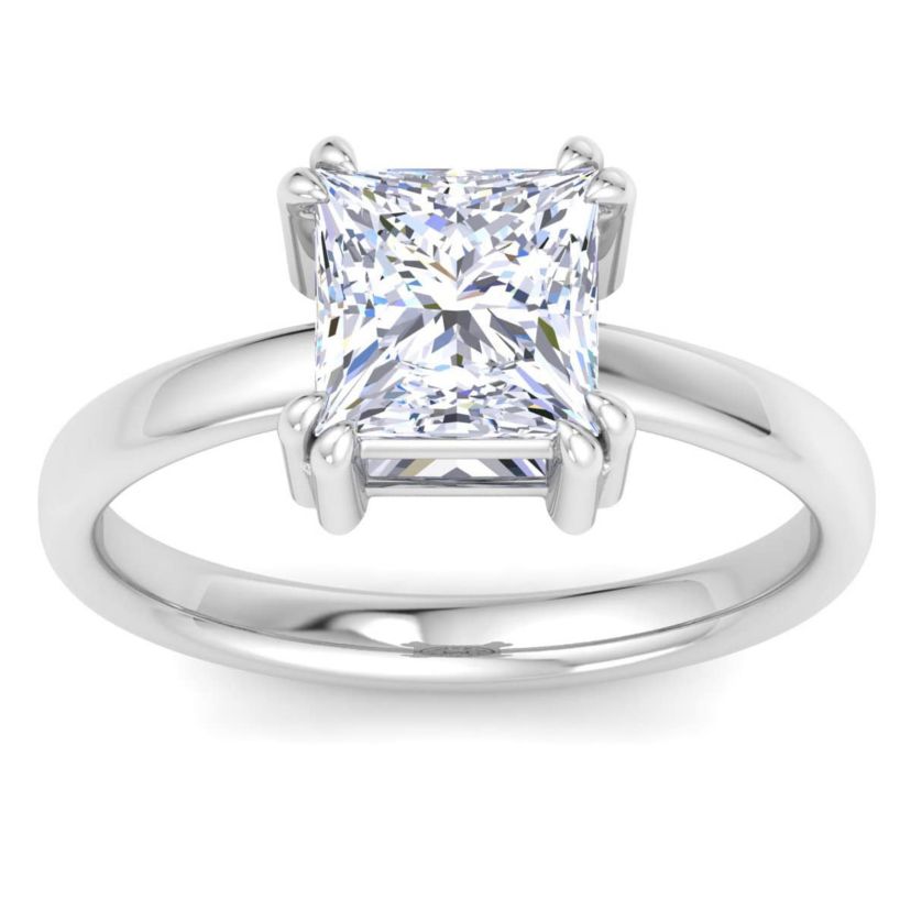 Lab Created 2 Carat Princess Cut Lab Grown Diamond Solitaire Engagement Ring Available in 14K White and Yellow Gold