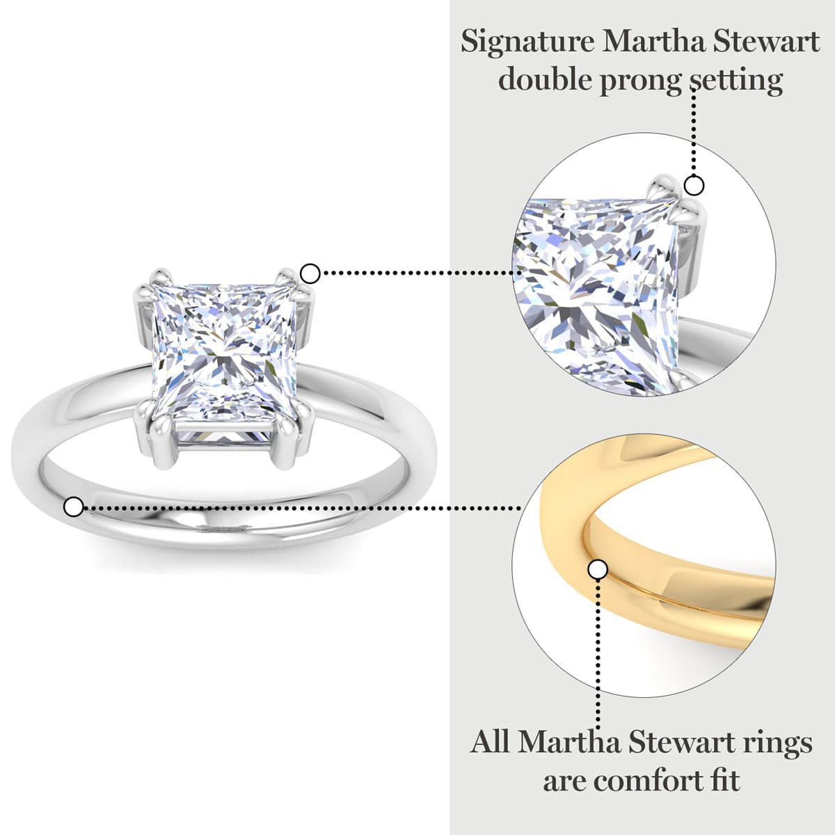 Lab Created 2 Carat Princess Cut Lab Grown Diamond Solitaire Engagement Ring Available in 14K White and Yellow Gold