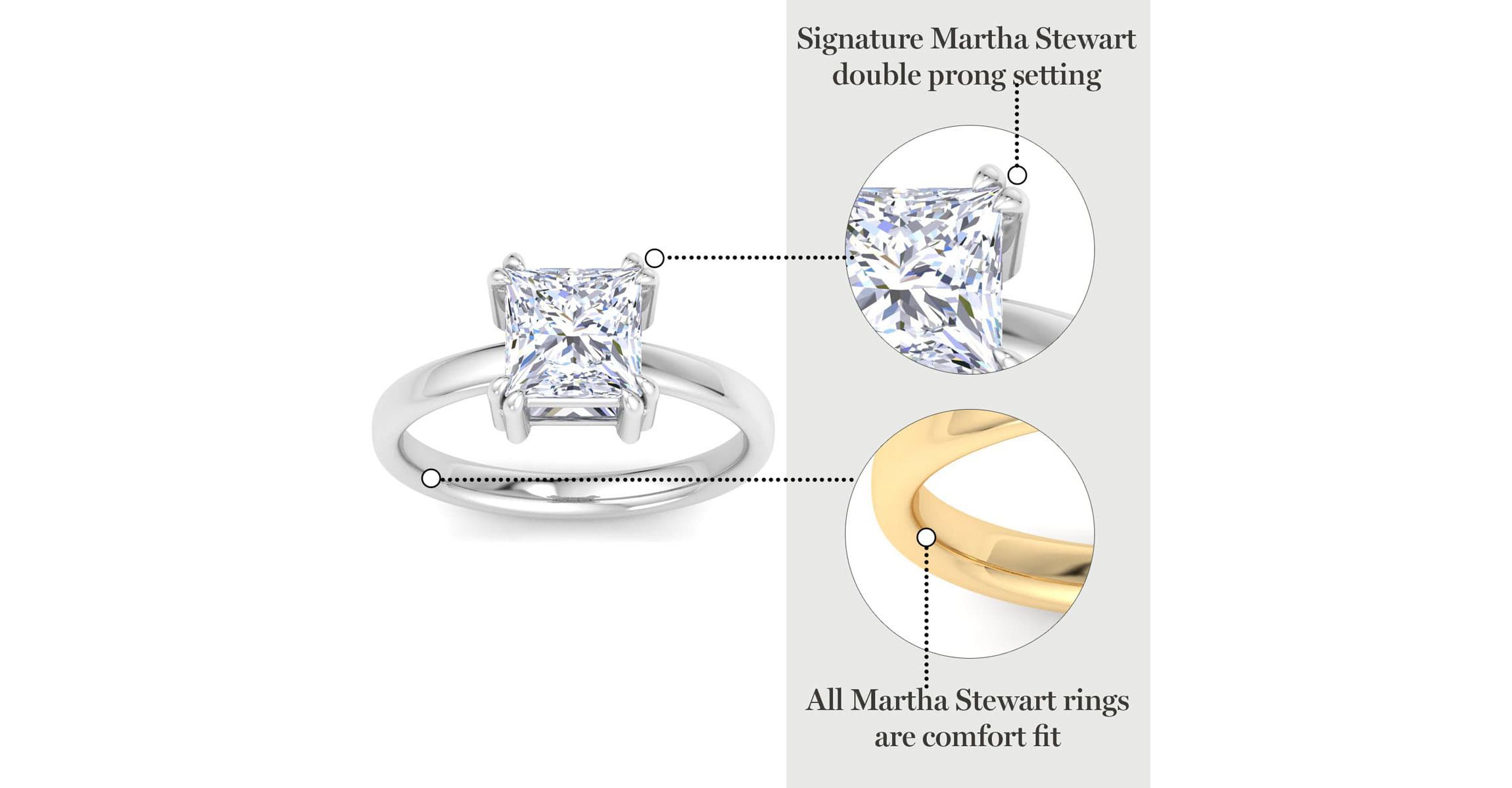 Lab Created 2 Carat Princess Cut Lab Grown Diamond Solitaire Engagement Ring Available in 14K White and Yellow Gold