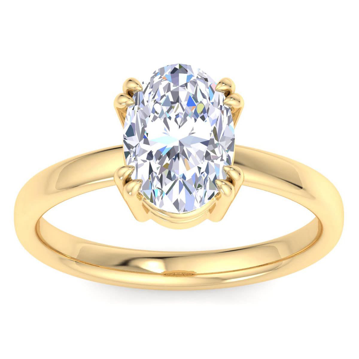 Lab Created 2 Carat Oval Shape Lab Grown Diamond Solitaire Engagement Ring Available in 14K White and Yellow Gold