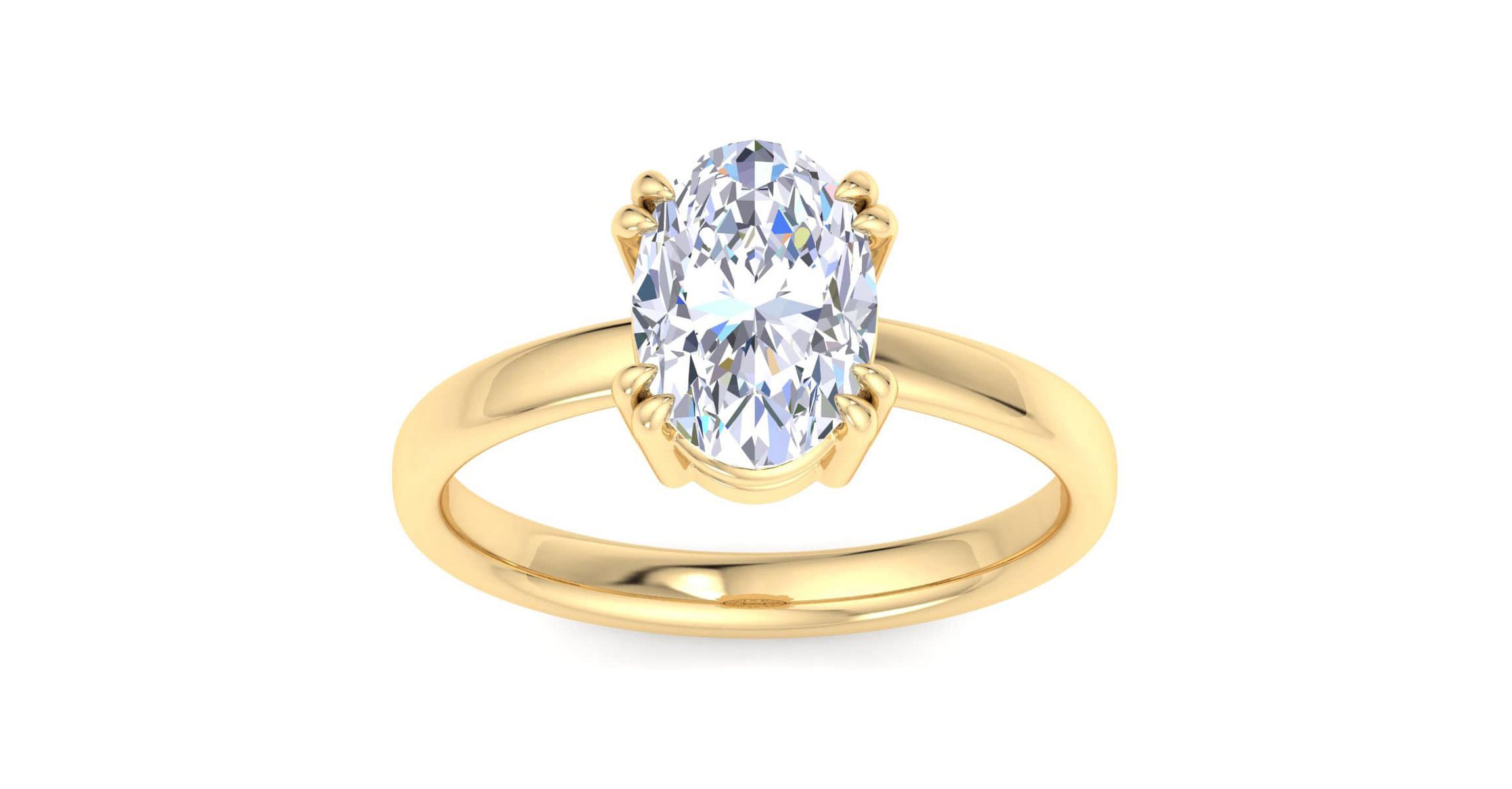 Lab Created 2 Carat Oval Shape Lab Grown Diamond Solitaire Engagement Ring Available in 14K White and Yellow Gold