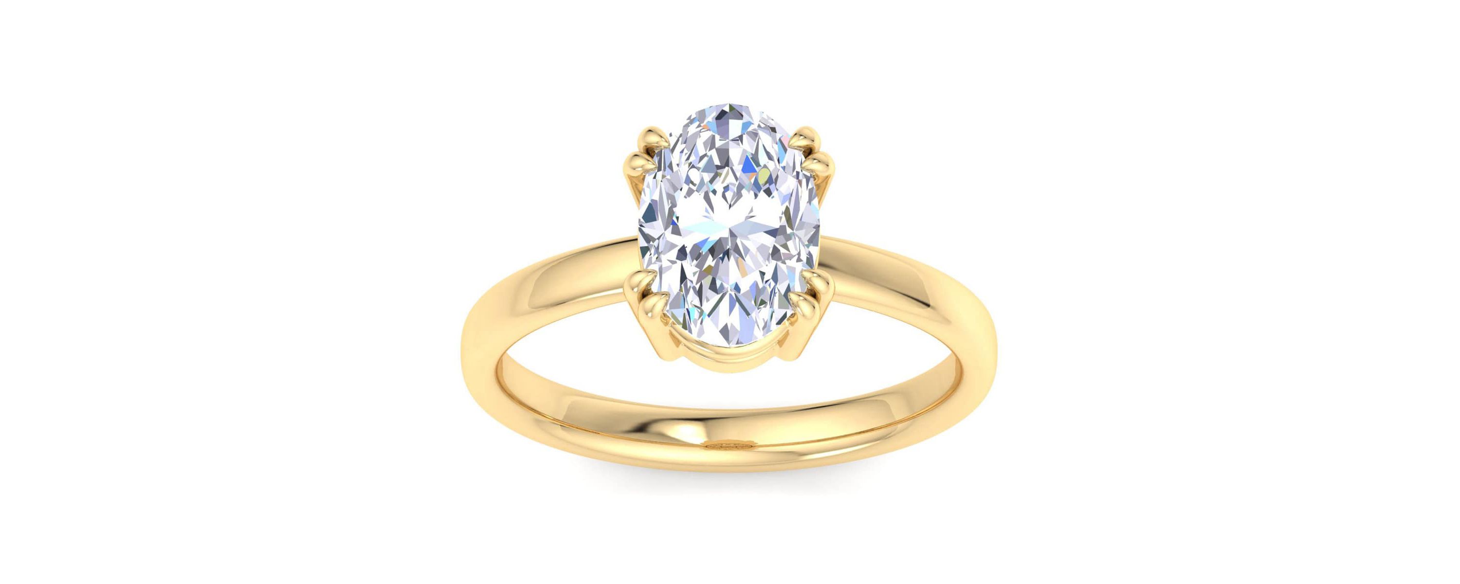 Lab Created 2 Carat Oval Shape Lab Grown Diamond Solitaire Engagement Ring Available in 14K White and Yellow Gold
