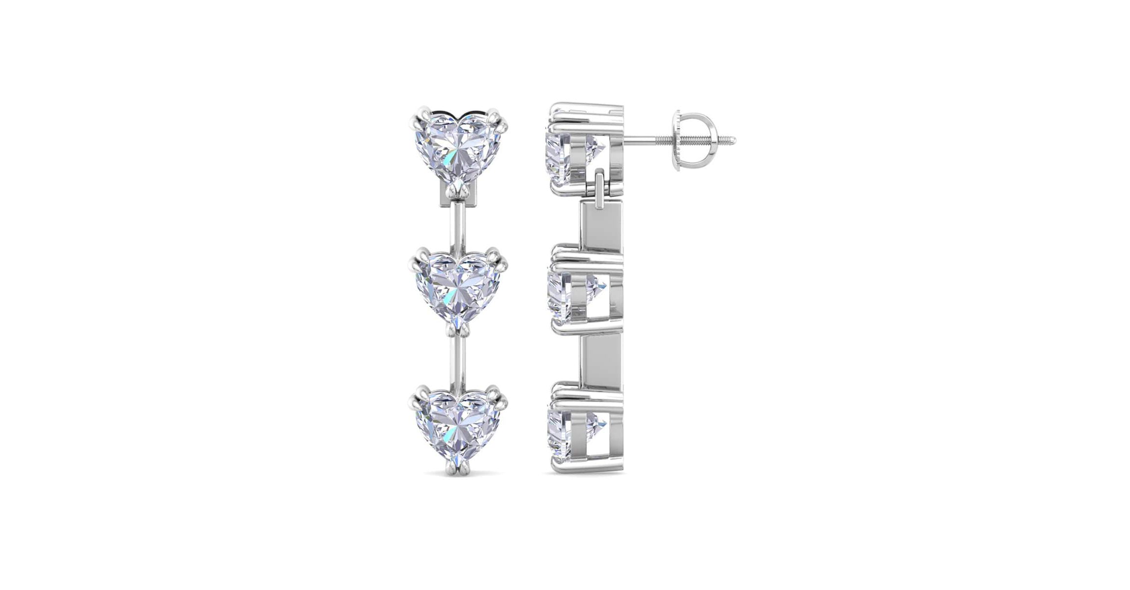 Lab Created 5 Carat Heart Shape Lab Grown Diamond Drop Earrings Available In 14 Karat White Or Yellow Gold