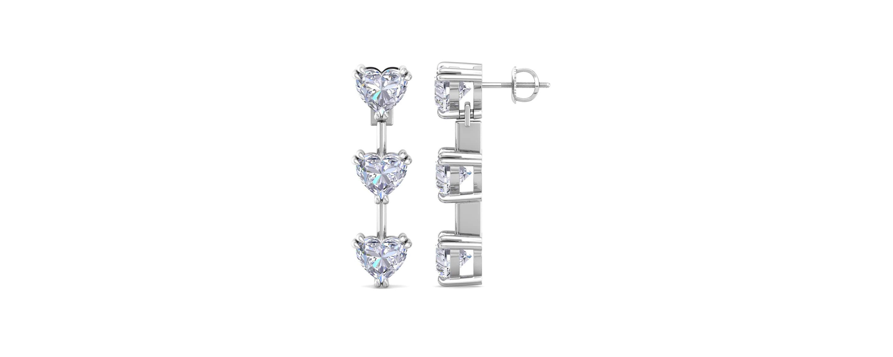 Lab Created 5 Carat Heart Shape Lab Grown Diamond Drop Earrings Available In 14 Karat White Or Yellow Gold