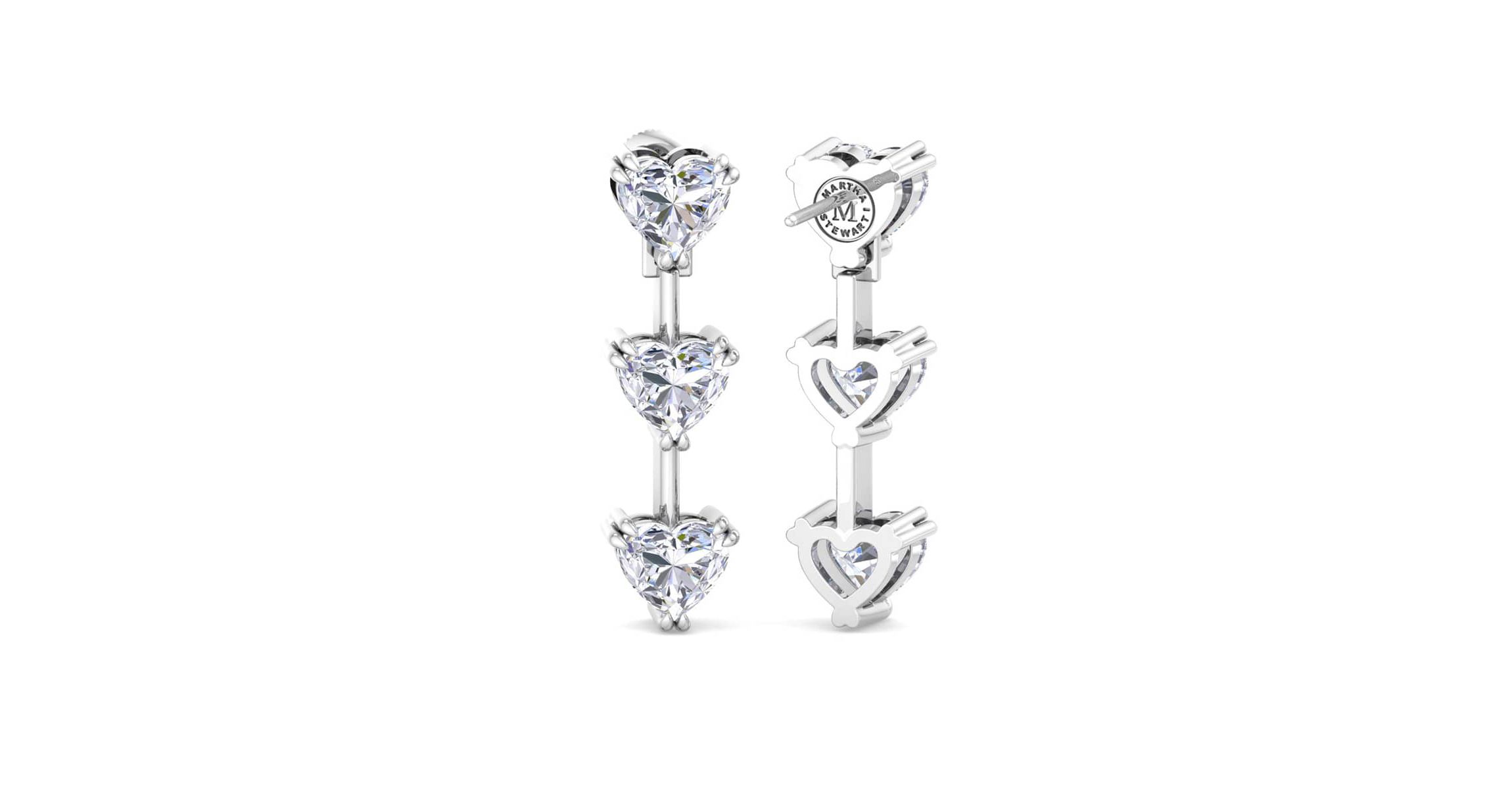 Lab Created 5 Carat Heart Shape Lab Grown Diamond Drop Earrings Available In 14 Karat White Or Yellow Gold