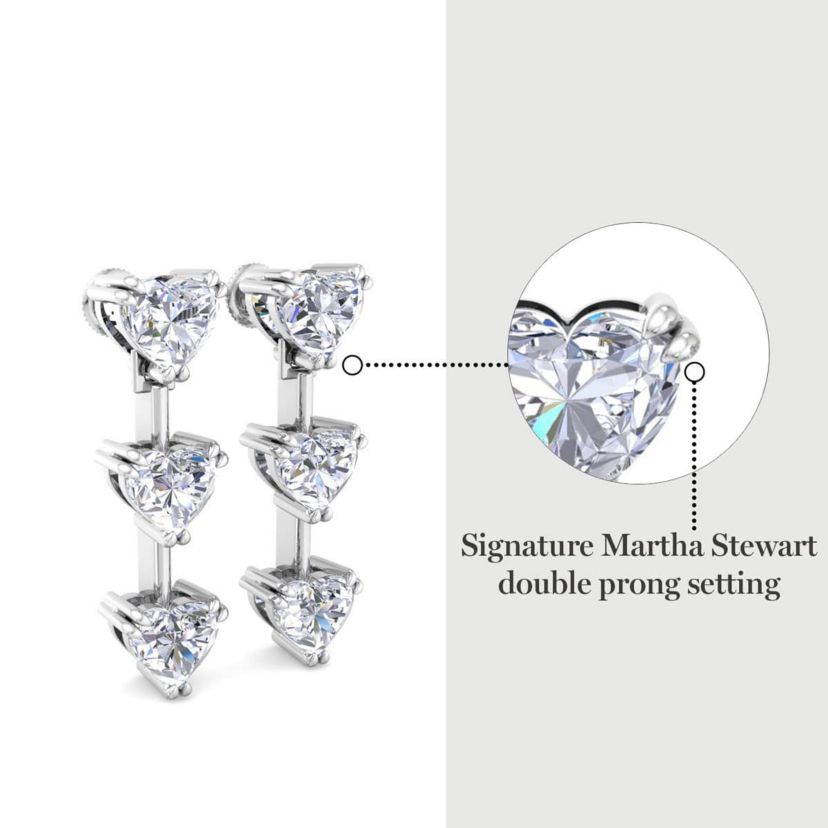 Lab Created 5 Carat Heart Shape Lab Grown Diamond Drop Earrings Available In 14 Karat White Or Yellow Gold
