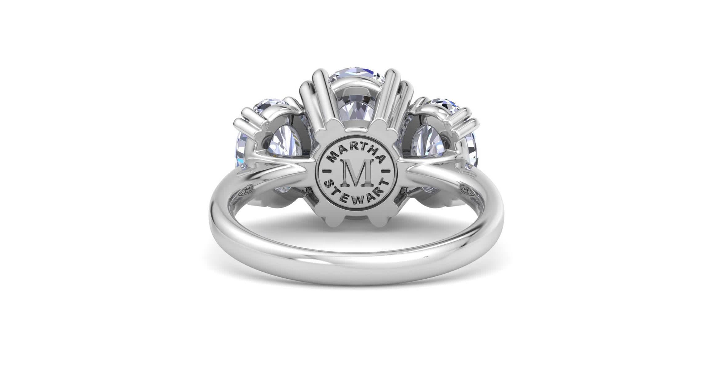Lab Created 5 Carat Oval Shape Lab Grown Diamond Three Stone Engagement Ring Available in 14K White and Yellow Gold