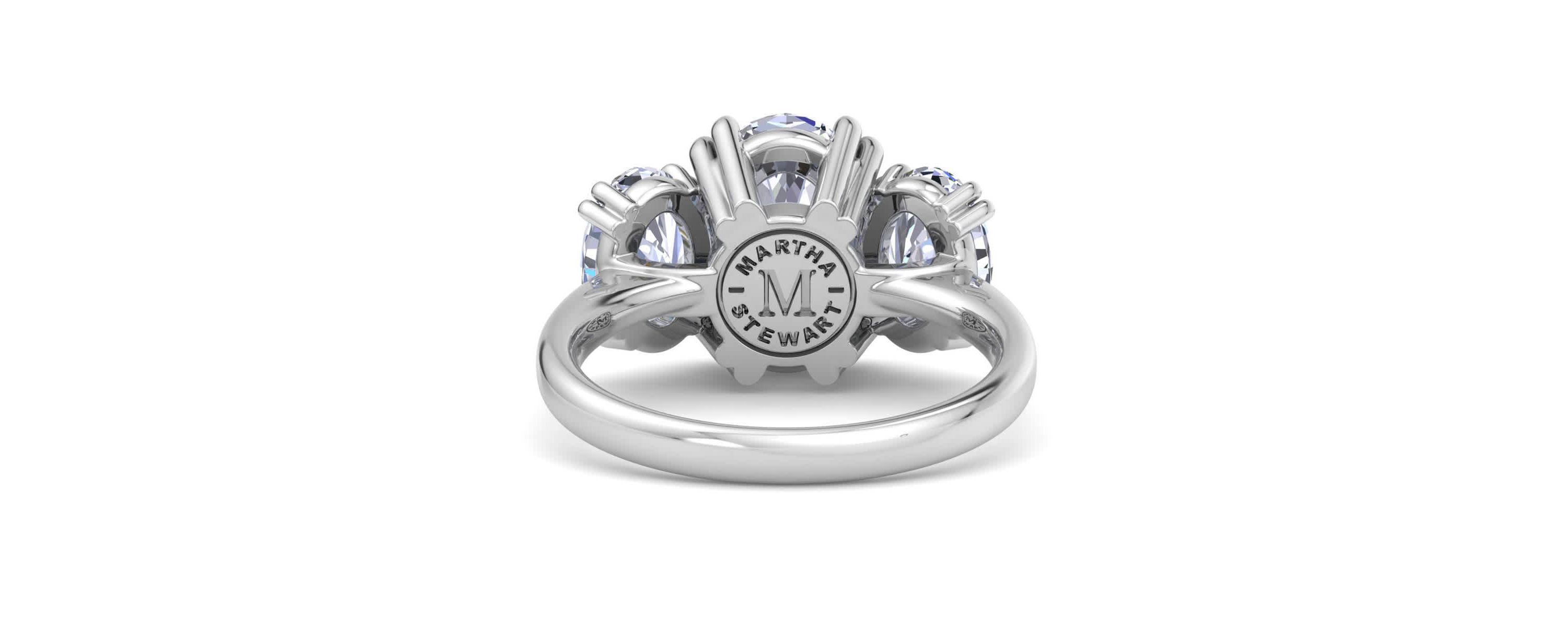 Lab Created 5 Carat Oval Shape Lab Grown Diamond Three Stone Engagement Ring Available in 14K White and Yellow Gold