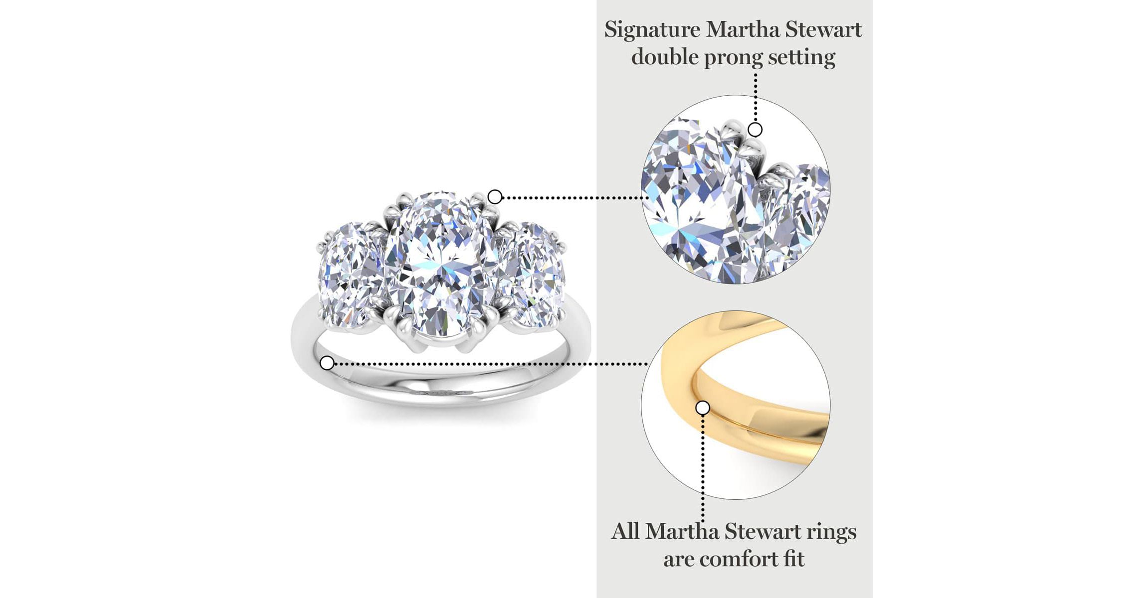 Lab Created 5 Carat Oval Shape Lab Grown Diamond Three Stone Engagement Ring Available in 14K White and Yellow Gold