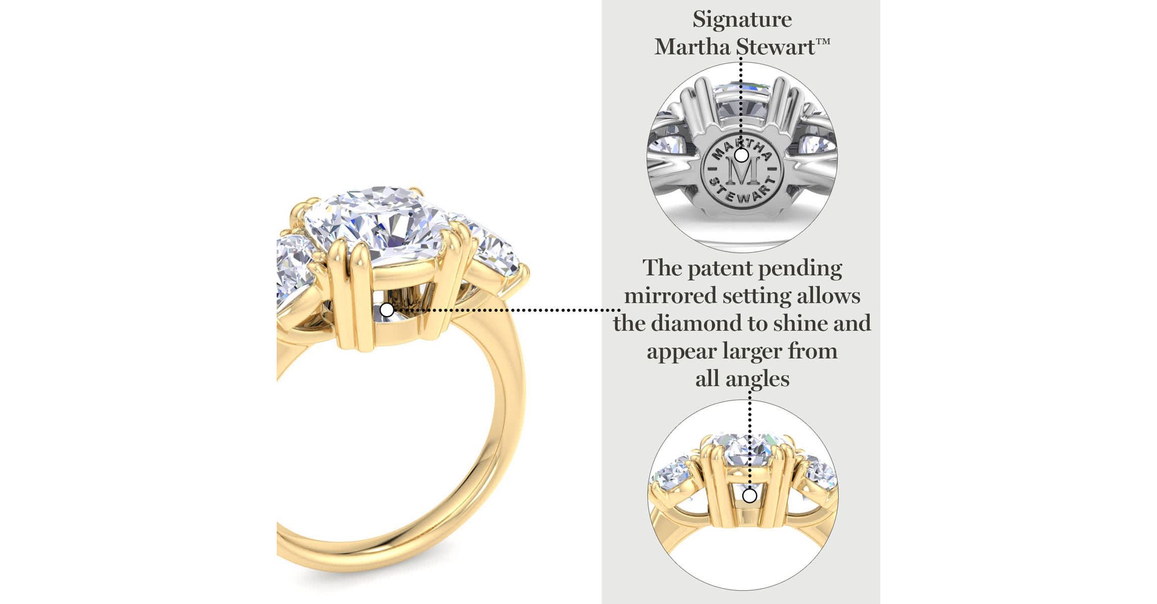 Lab Created 5 Carat Oval Shape Lab Grown Diamond Three Stone Engagement Ring Available in 14K White and Yellow Gold