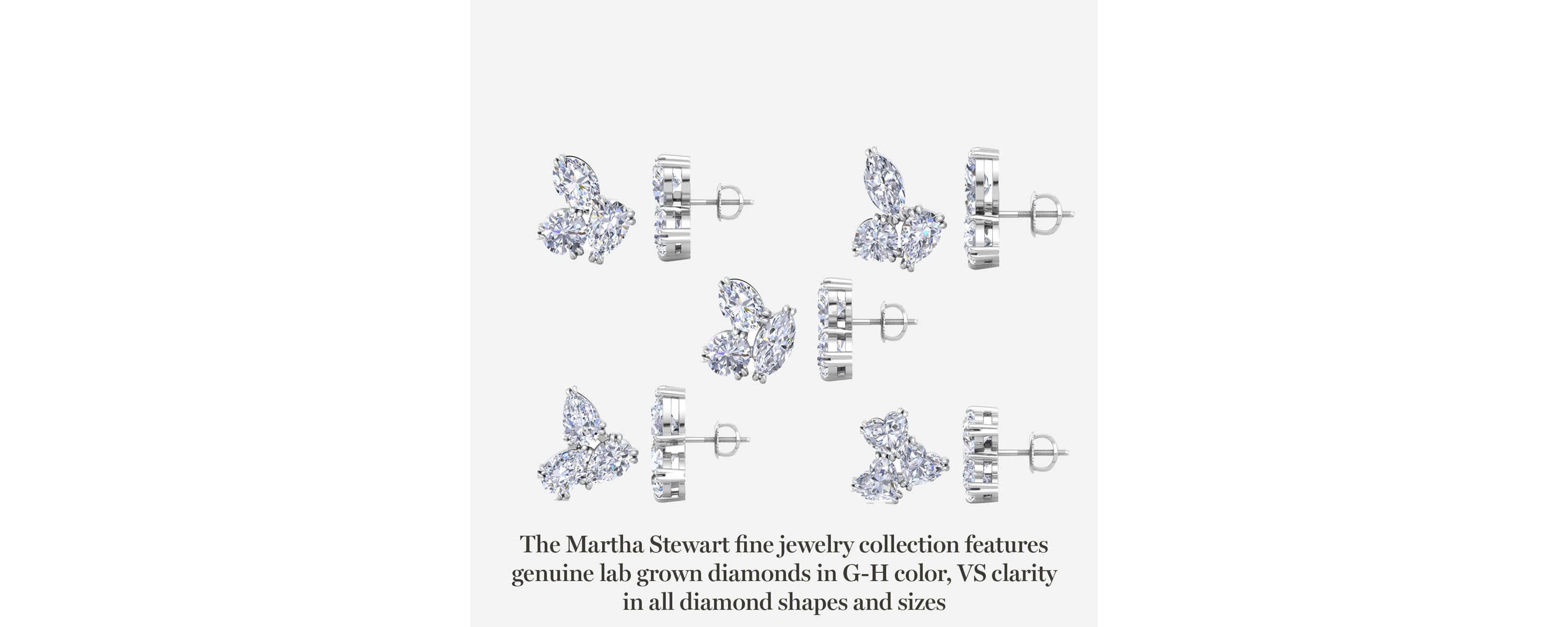 Lab Created 3 Carat Lab Grown Diamond Cluster Stud Earrings Available In 14 Karat White Or Yellow Gold, Marquise-Round-Pear