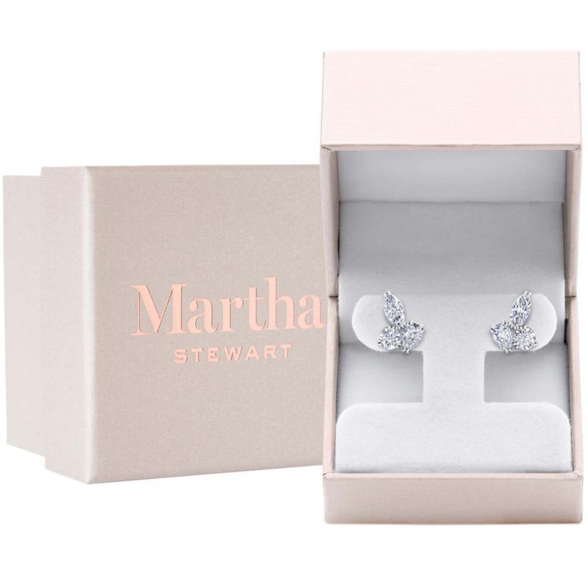 Lab Created 3 Carat Lab Grown Diamond Cluster Stud Earrings Available In 14 Karat White Or Yellow Gold, Marquise-Round-Pear