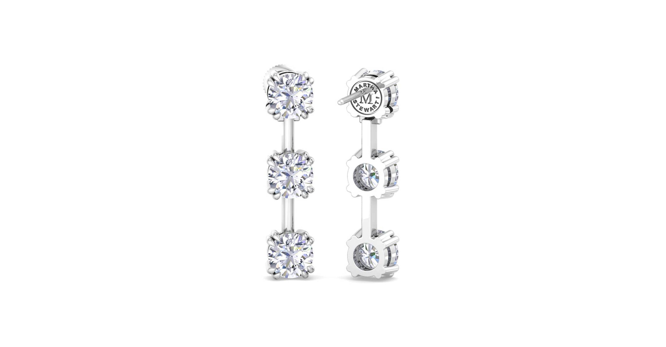 Lab Created 3 Carat Round Shape Lab Grown Diamond Drop Earrings Available In 14 Karat White Or Yellow Gold